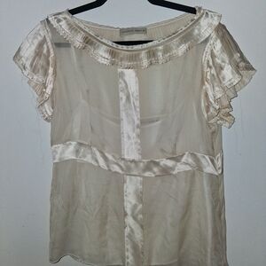 Elegant Cream Ruffle Blouse By Purificacion Garcia